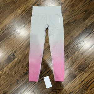 New Gymshark Adapt Ombre Seamless Leggings - Light Grey Marl/Pink Women’s Size S